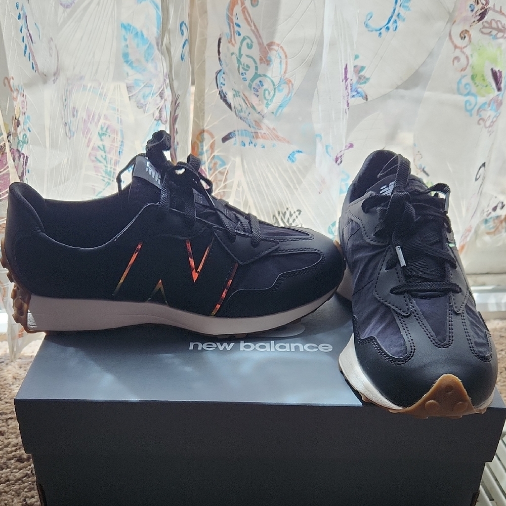 New Balance Big Kids Black and Metallic  Sneakers
